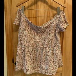 Smocked iff the shoulder top